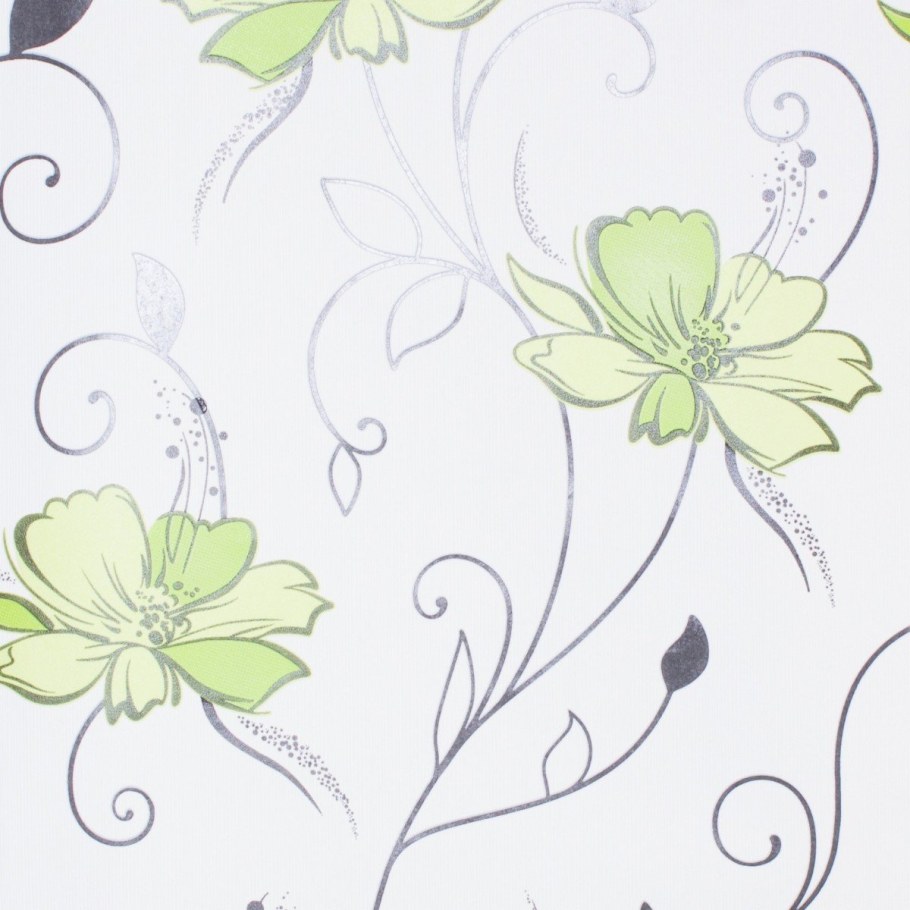 Обои для стен белые с зеленым рисунком