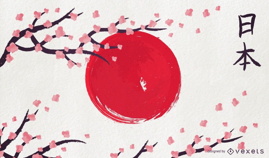 Флаг Японии и Япония на японском