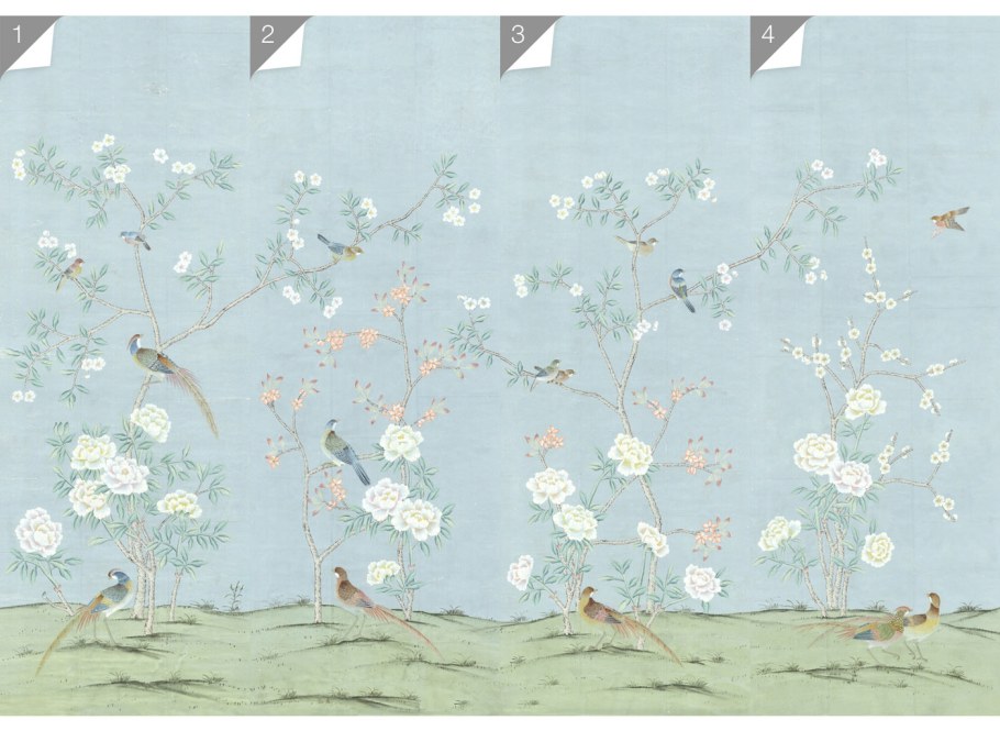 Фреска Шинуазри голубая