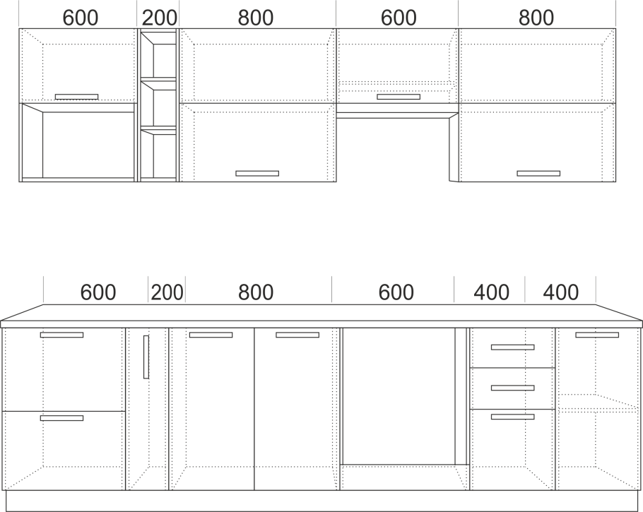 Кухонный гарнитур чертеж