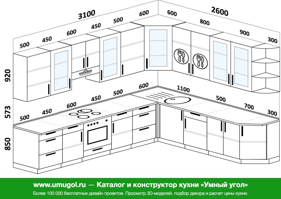 Стандартная высота верхних кухонных шкафов Селена 205