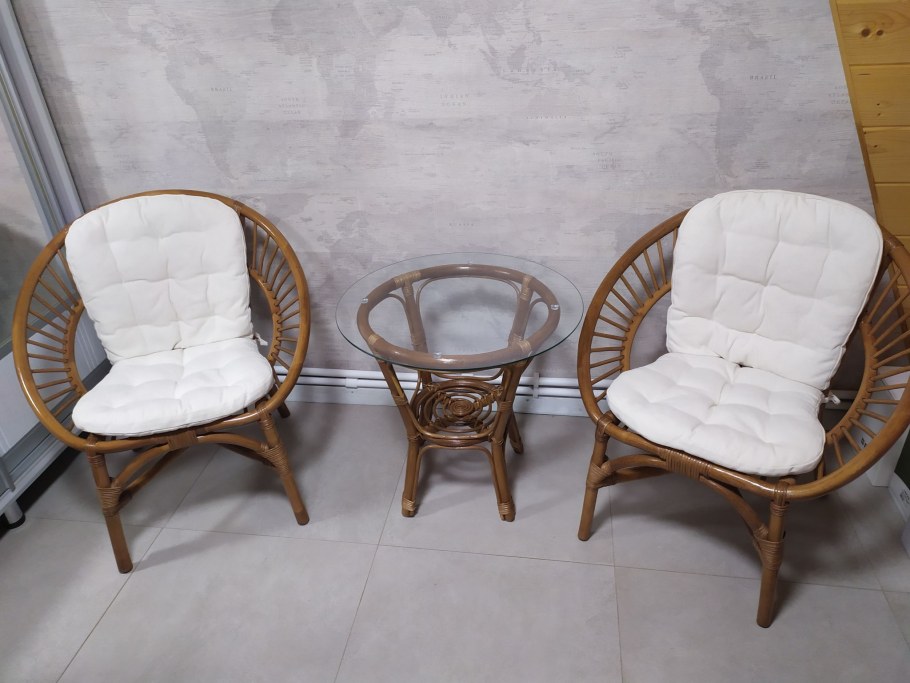 Ротанг, кр:70х65х78см, дв:120х65х78см, ст:d50х56,5см, Coco Brown (коричневый Кокос)