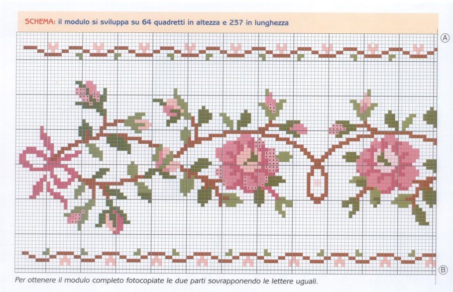 Схема вышивки крестиком каймы наволочек