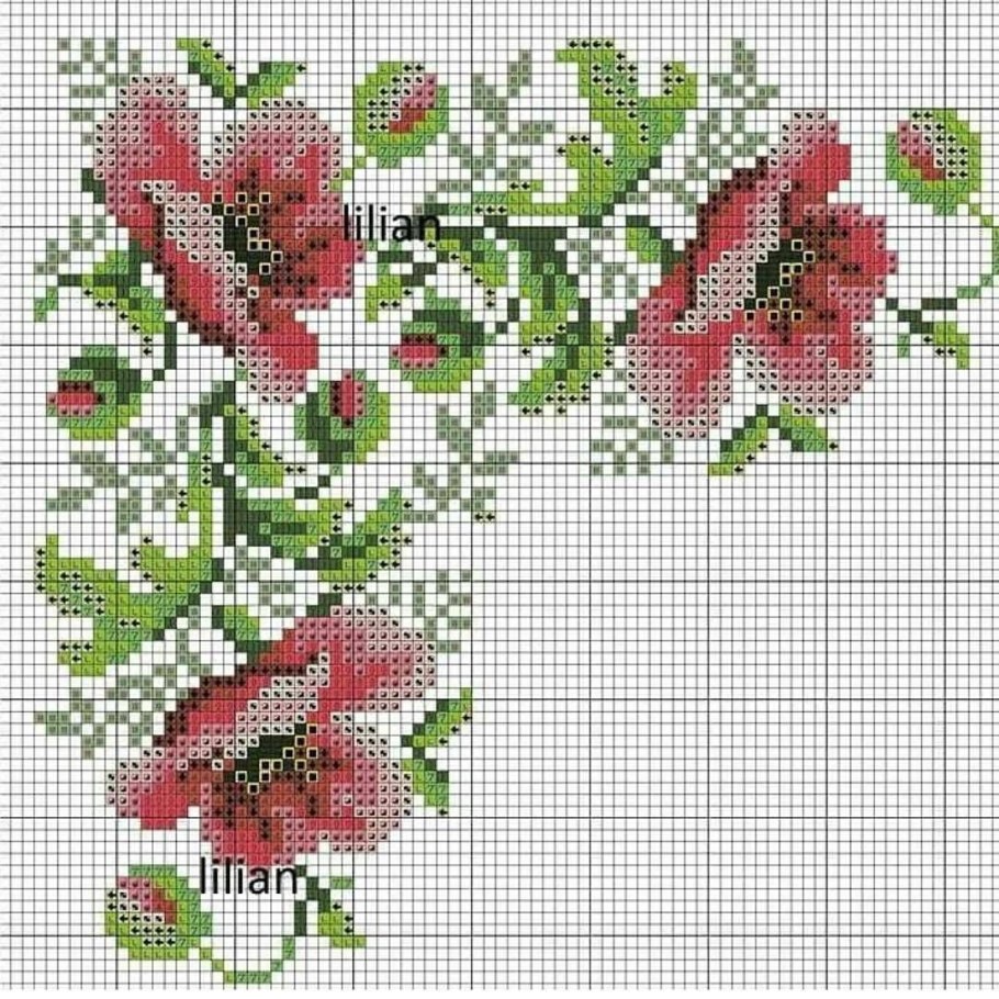 Вышивка крестом угловые цветы