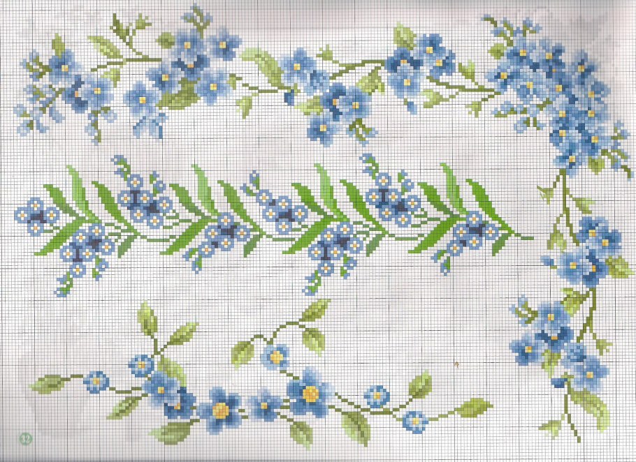 Вышивка крестом незабудки