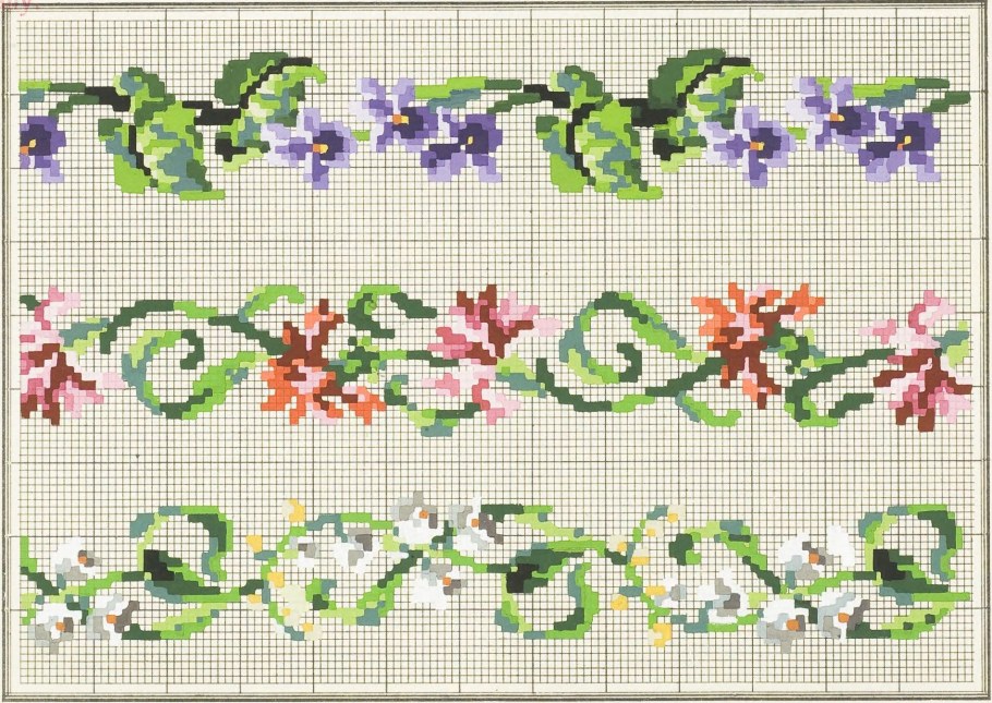 Цветочные бордюры для вышивки