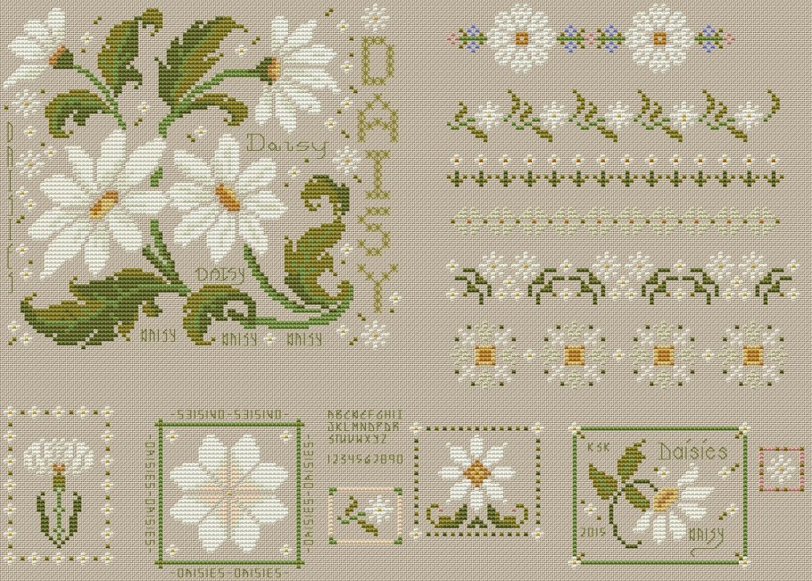 Сэмплер с бордюрами вышивка крестом