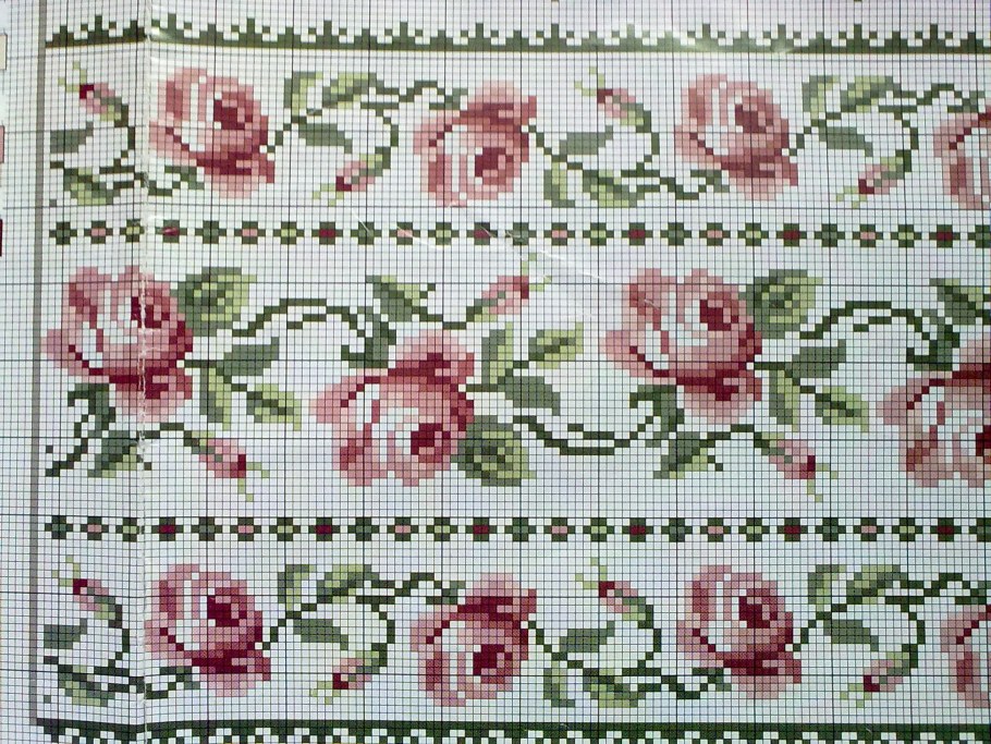 Вышивка крестом цветочные бордюры