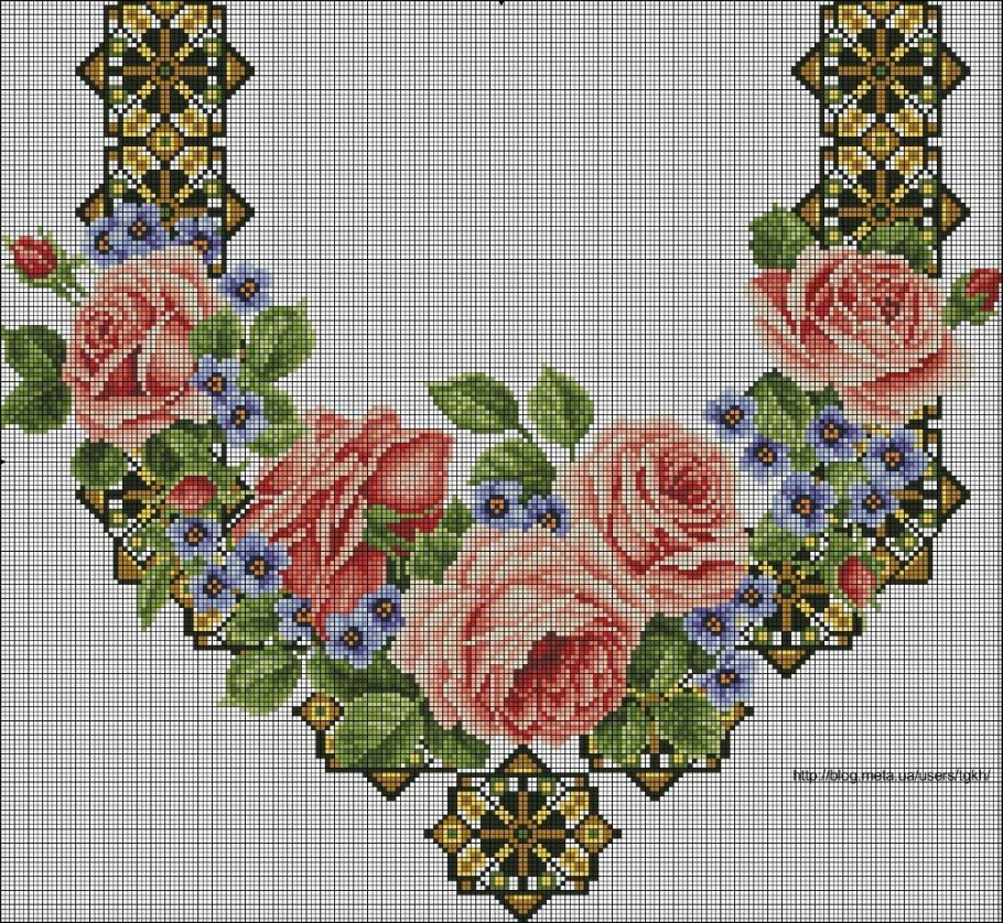 Цветочные орнаменты для вышивки