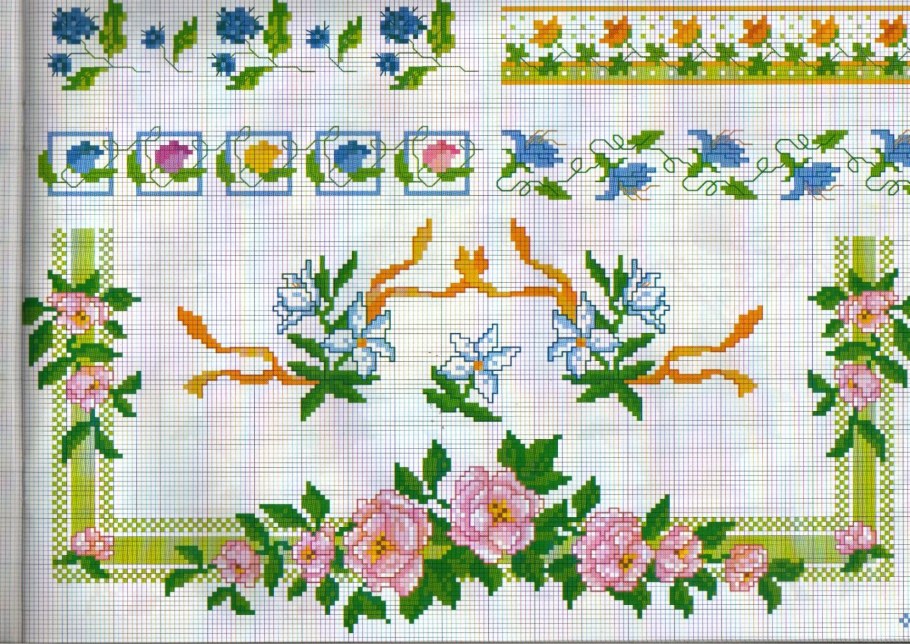 Вышивка крестом бордюры скатерти