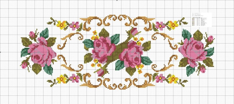 Вышивка крестом розы бордюр