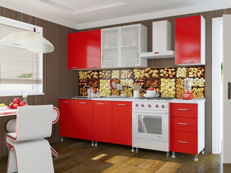 Кухня 2.0 ЛДСП Фортуна красный