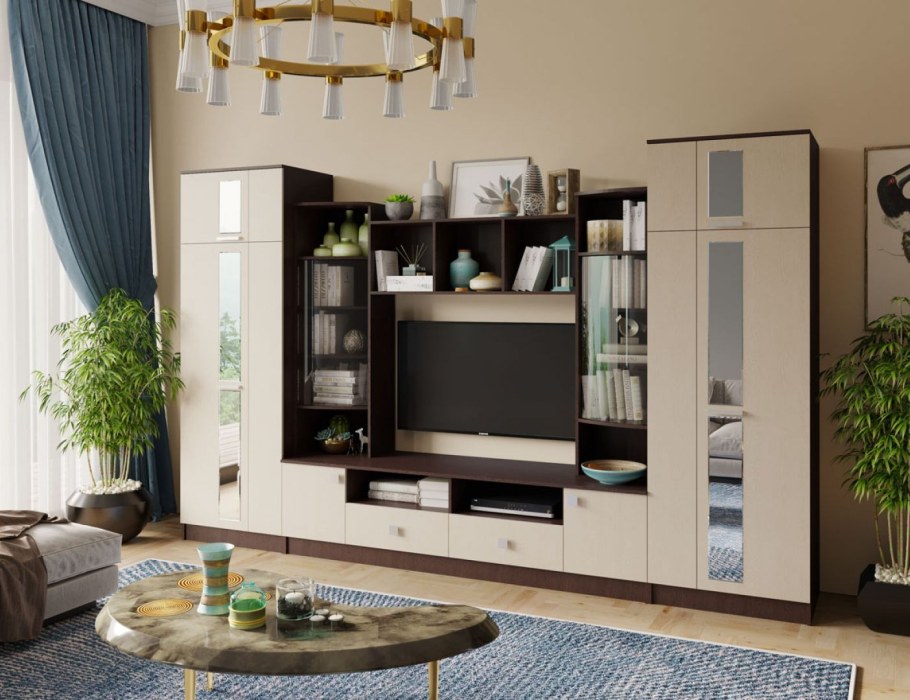 Гостиная Элегия (дуб беленый, венге)