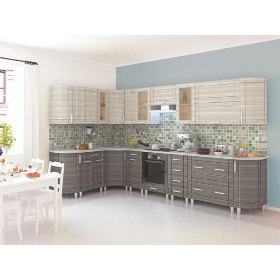 Кухня Бомбей Сандал серый и белый