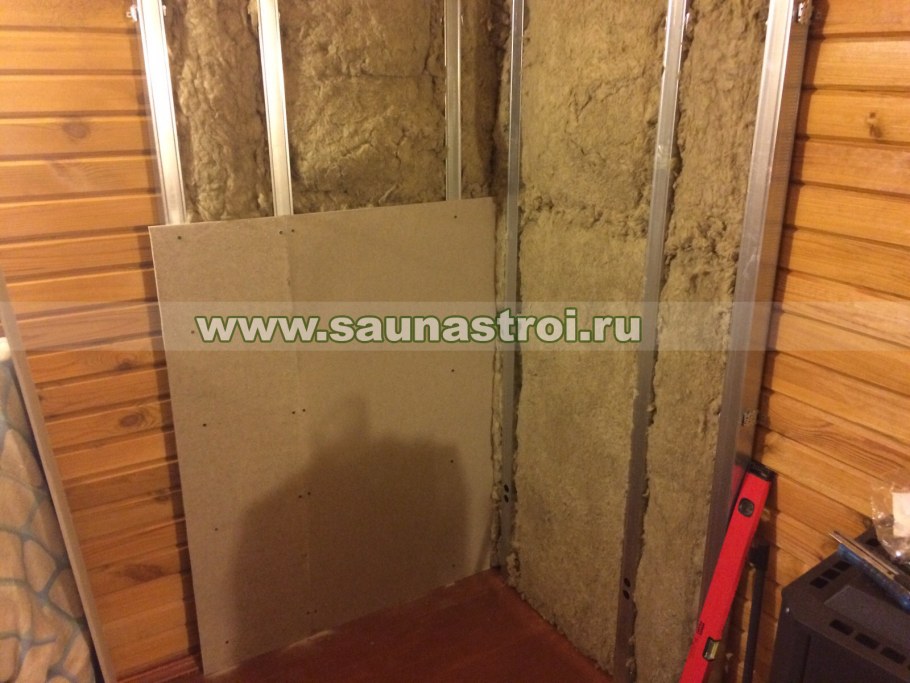 Монтаж минерита в парной