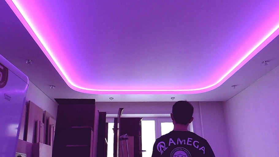 Двухуровневые натяжные потолки с подсветкой