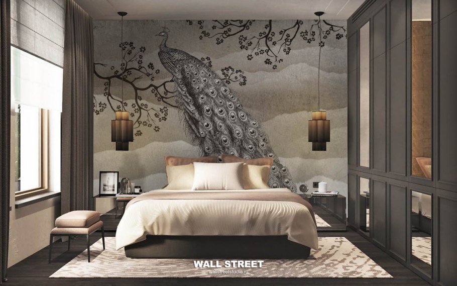 Стена за кроватью в спальне