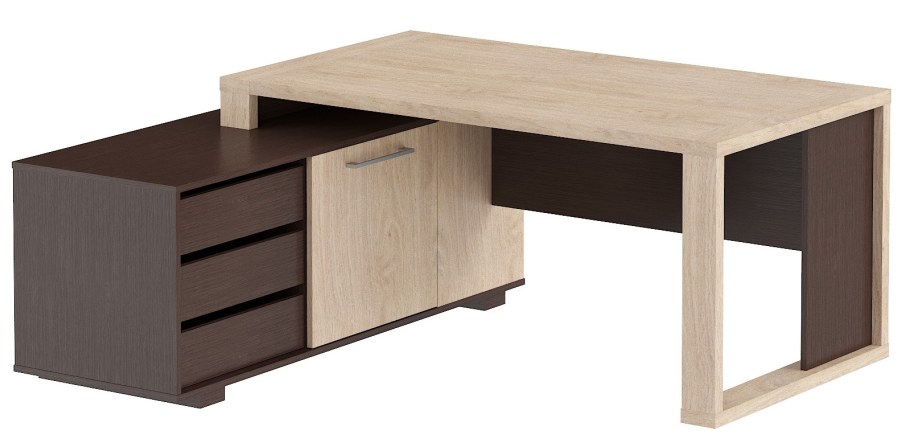 Стол руководителя однотумбовый (правый) RDT 168r дуб Девон