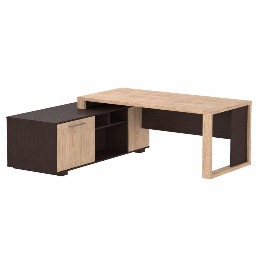 Стол руководителя с тумбой Act 1918(l) дуб Девон/венге магия 1900х1800х750