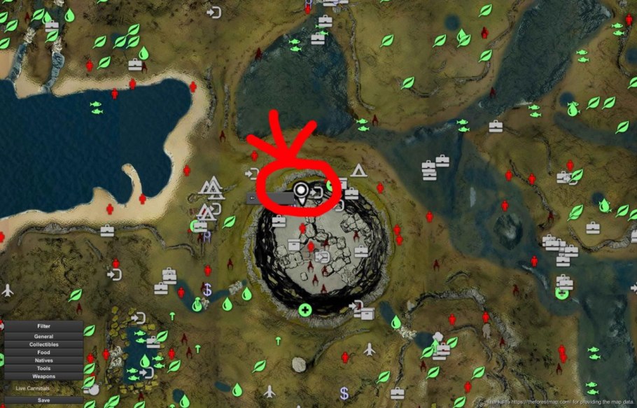 Пещера с карстовой воронкой the Forest