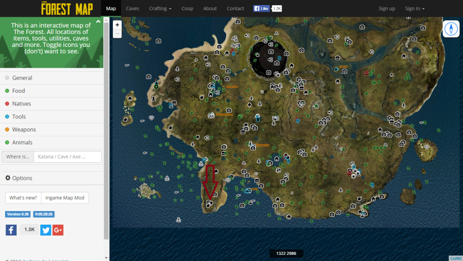 Карта игры the Forest