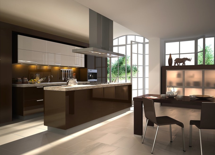 Кухня цвета шоколад