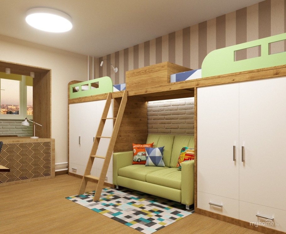 Планировка детской для троих детей