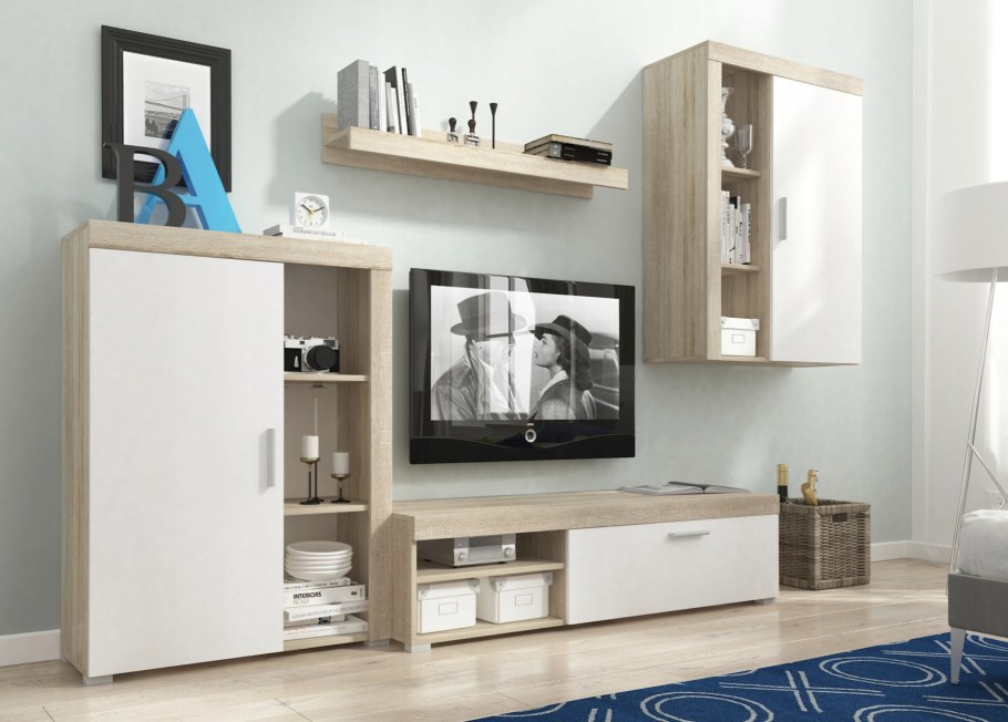 Стенка Юджин дуб сонома/белый