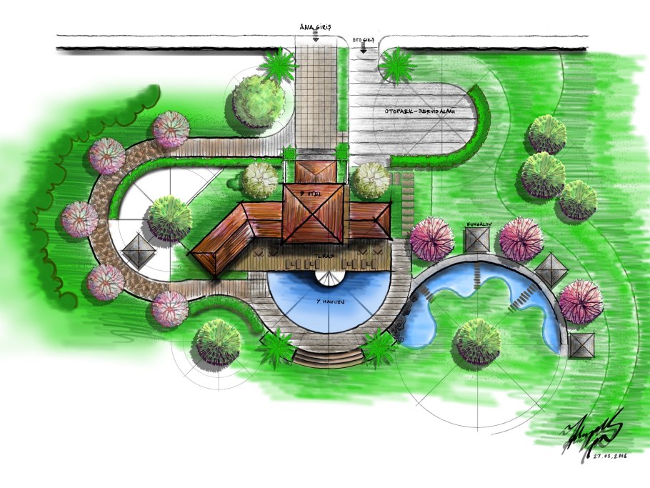 Ландшафтное проектирование вид сверху