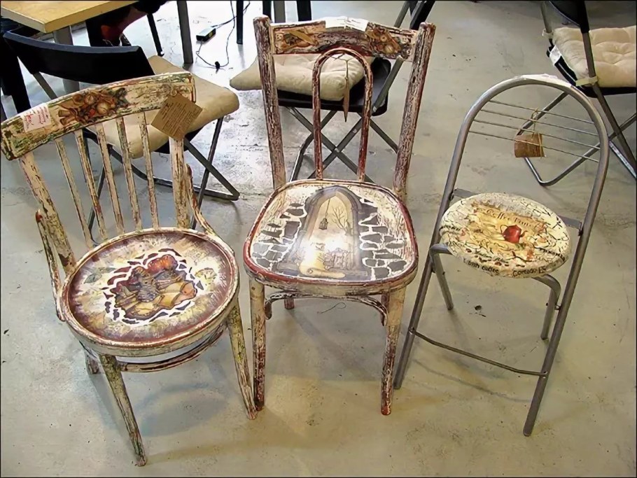 Декор старых железных стульев