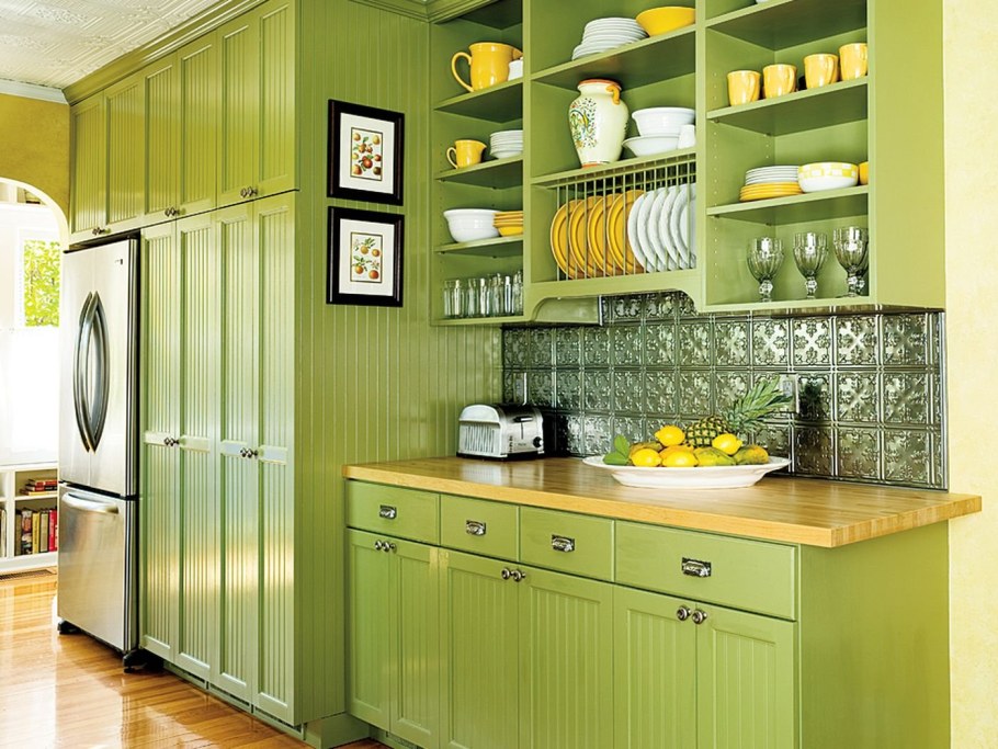 Зеленые шкафы для кухни
