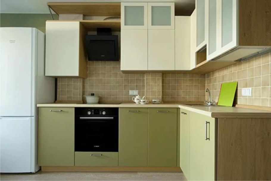 Кухонный гарнитур цвета хаки