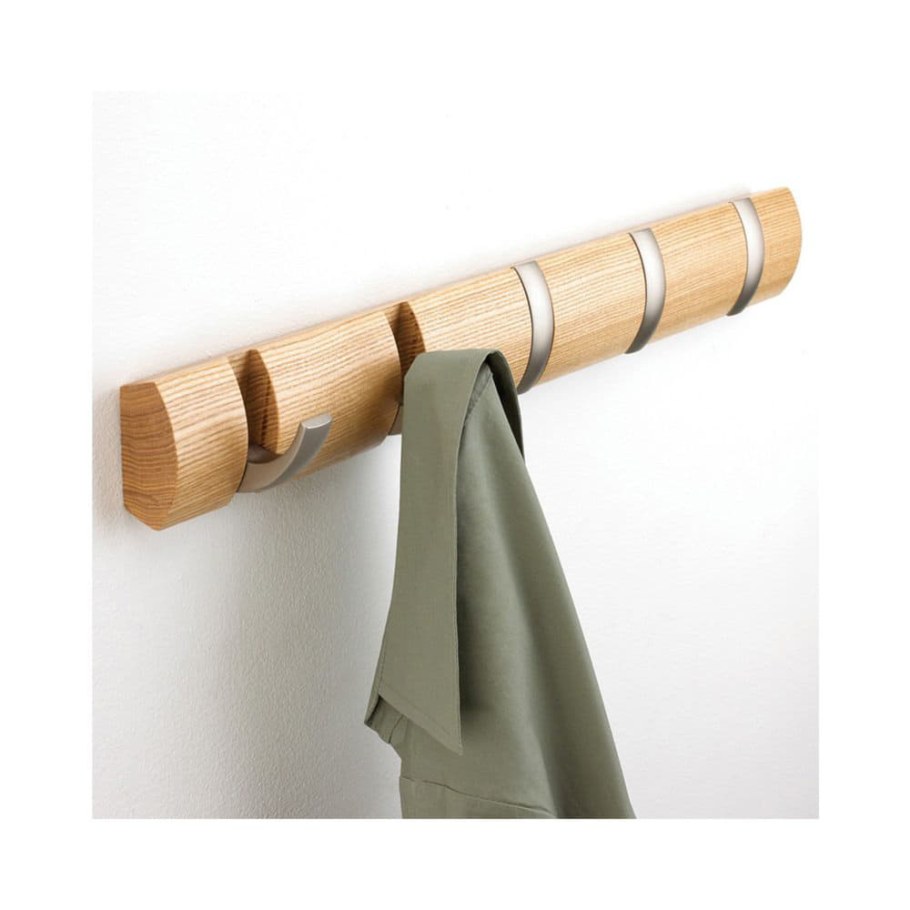 Вешалка Umbra Flip 5 крючков натуральное дерево