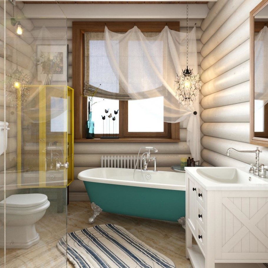 Ванные комнаты в деревянном доме