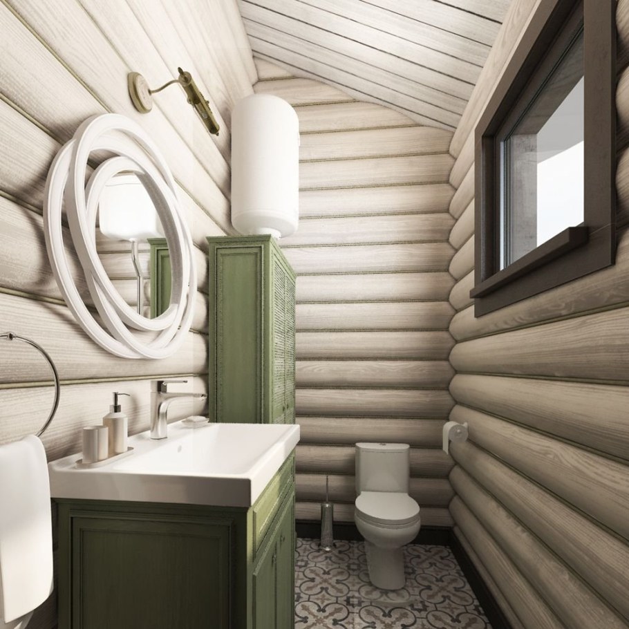 Туалет в бревенчатом доме