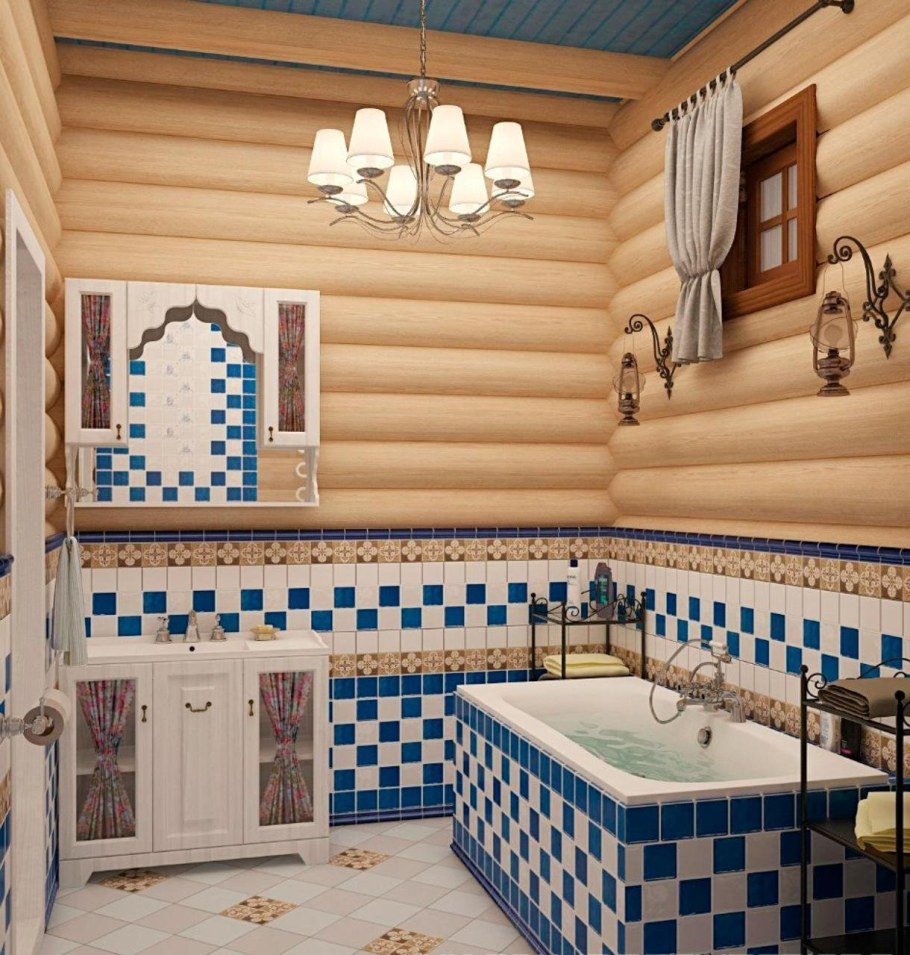 Плитка в бревенчатом доме