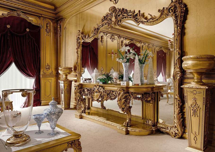 Зеркало в стиле Барокко в интерьере