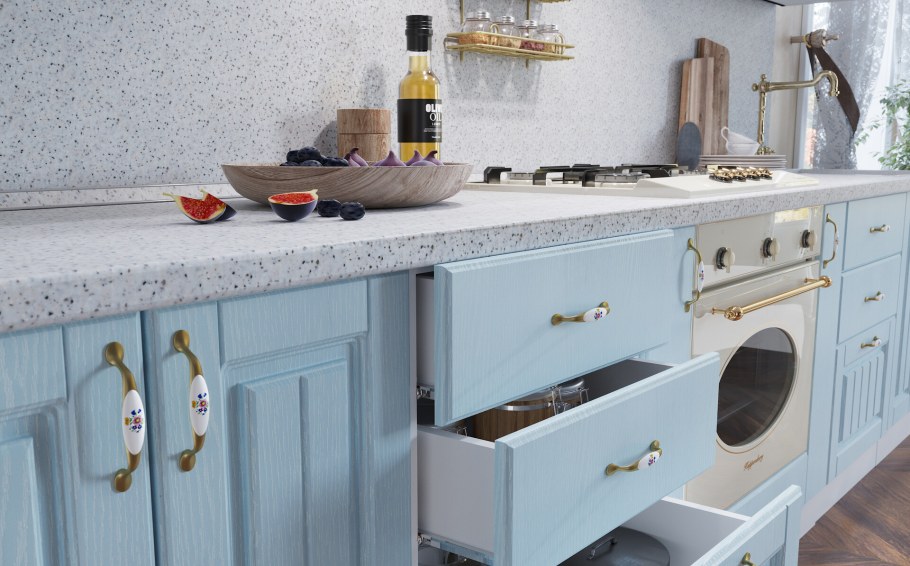 Кухня Прованс голубая патина