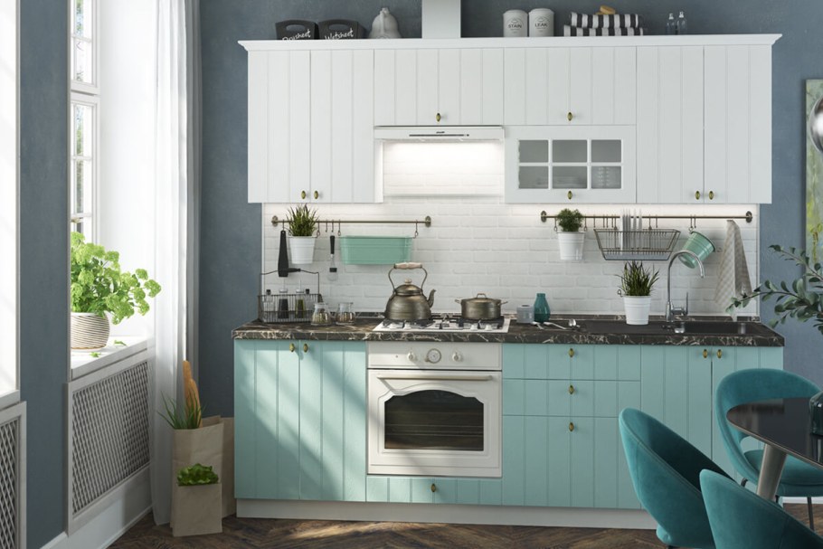 Кухня Прованс голубой Сурская мебель