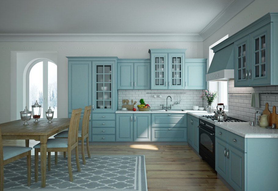 Кухня Роял Вуд голубая