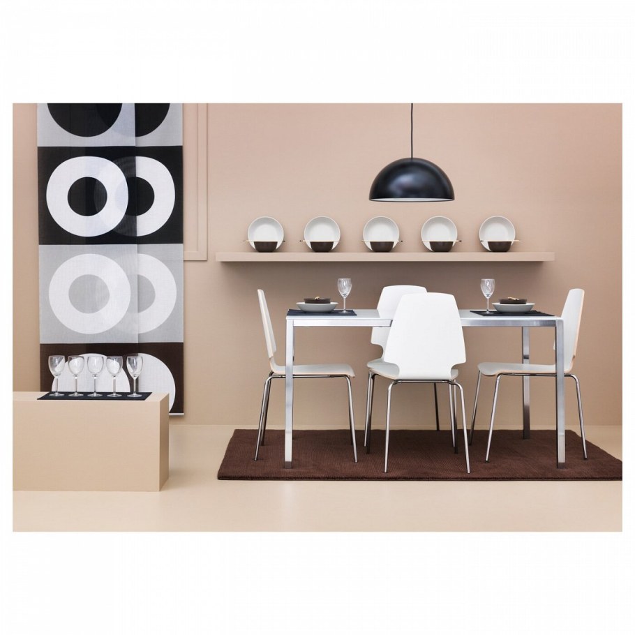 ТОРСБИ стол, хромированный/стекло белый120x70 см