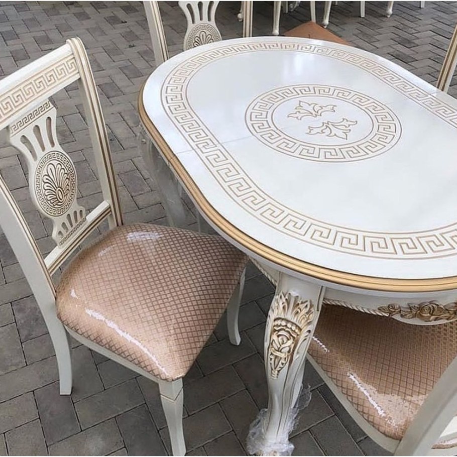 Стол роза Версаче слоновая кость