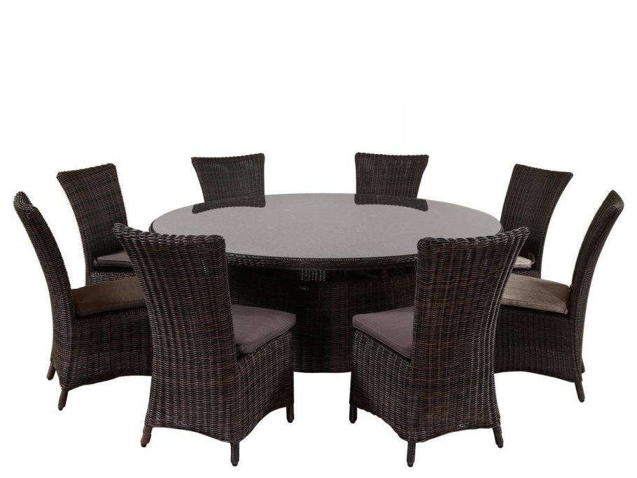 Обеденный комплект 250*100 Yalta Grey на 10 персон из искусственного ротанга