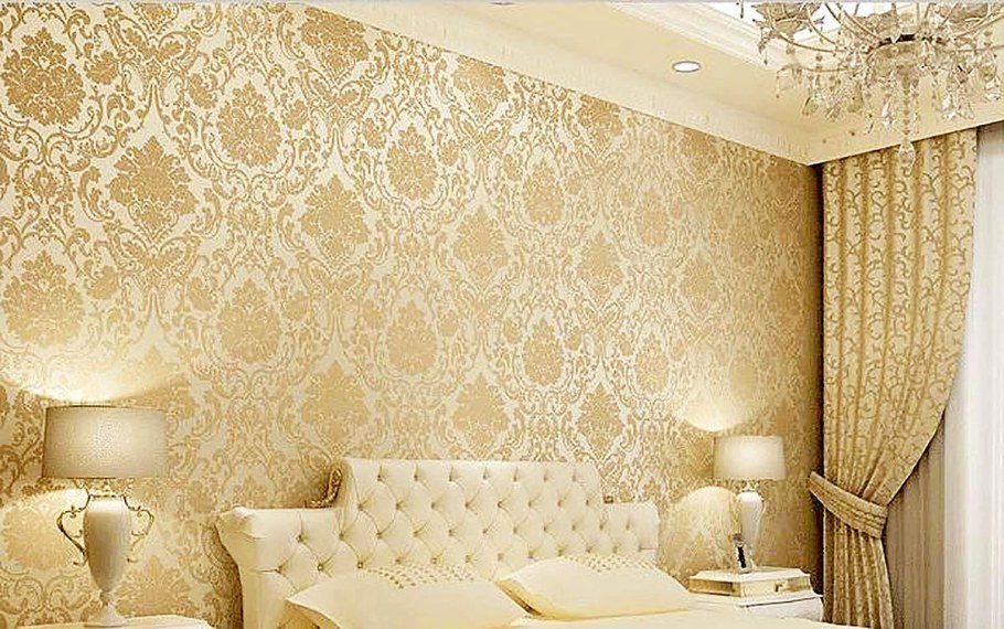 Обои золотистые для стен