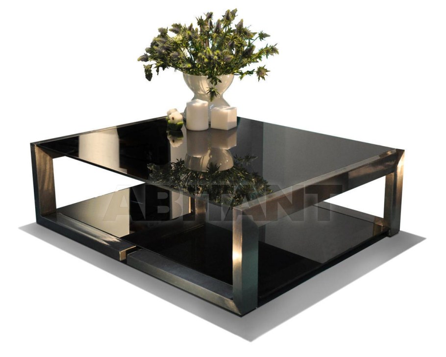 Мини столик журнальный стеклянный с цветами квадрат