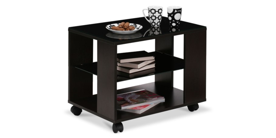 Журнальный стол Mayer 2 - дуб молочный / стекло черное