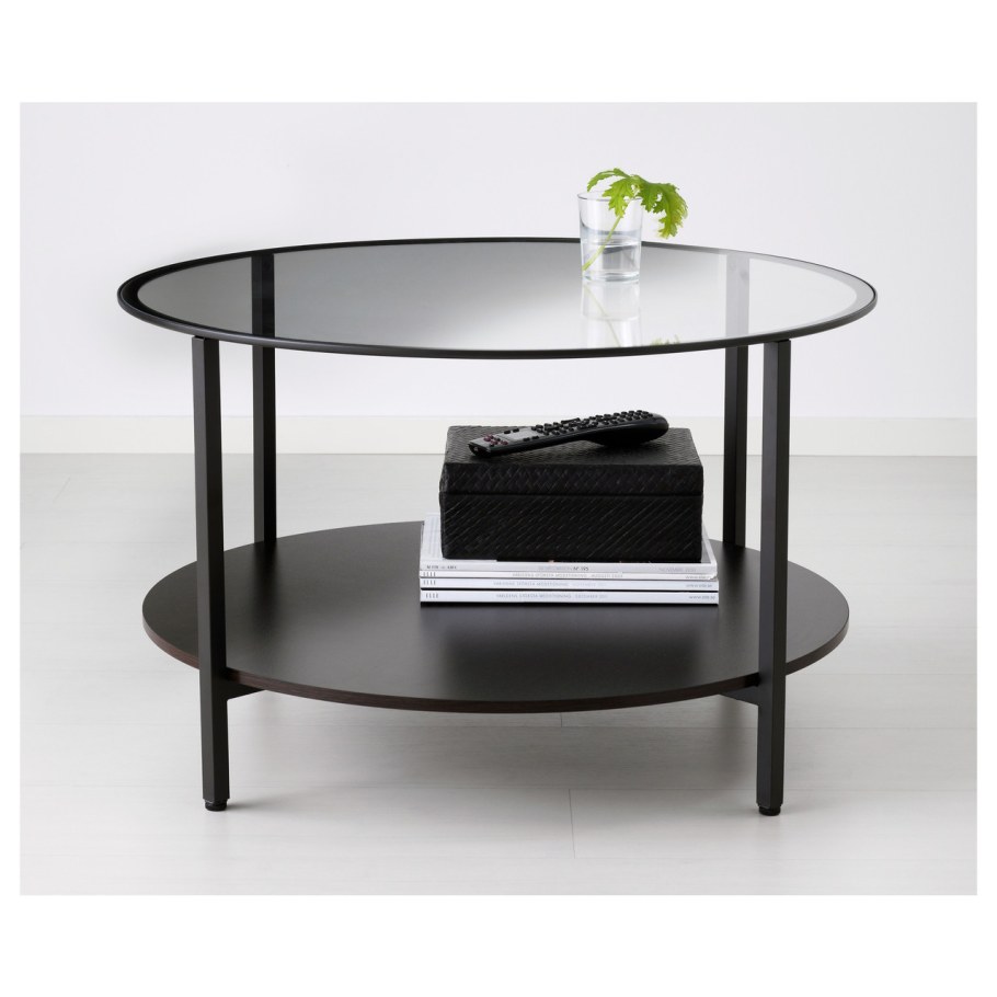 Vittsjö ВИТШЁ журнальный стол, черно-коричневый/стекло 75 см