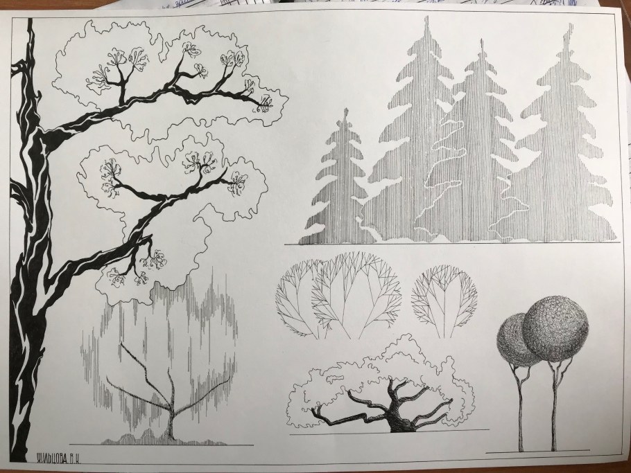 Антураж стаффаж деревья