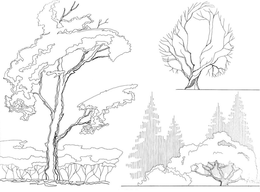 Стаффаж антураж деревья кусты