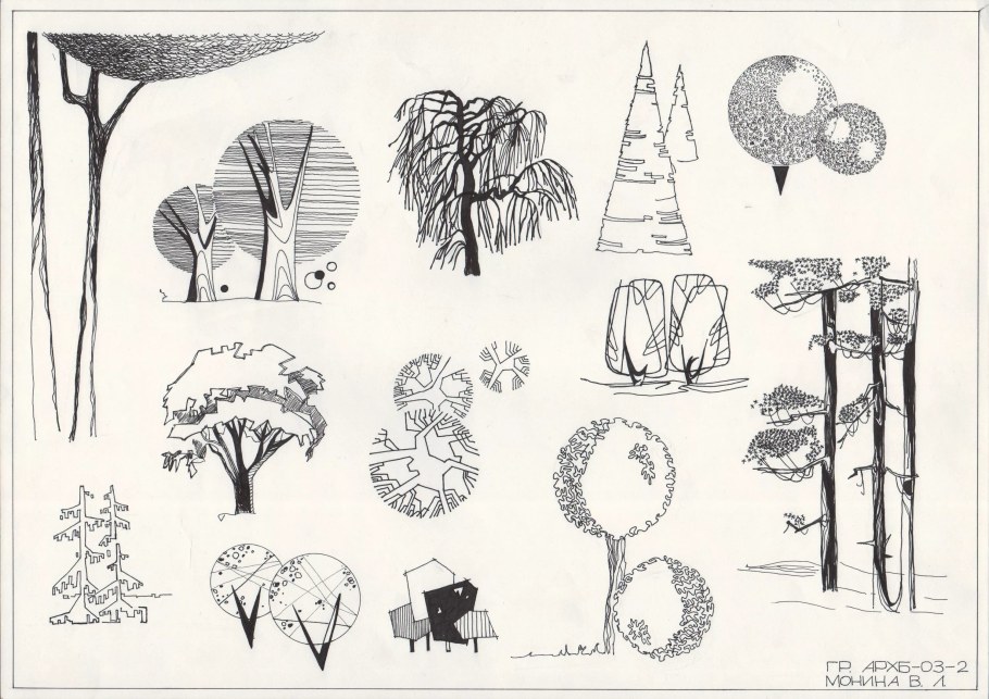 Антураж стаффаж деревья